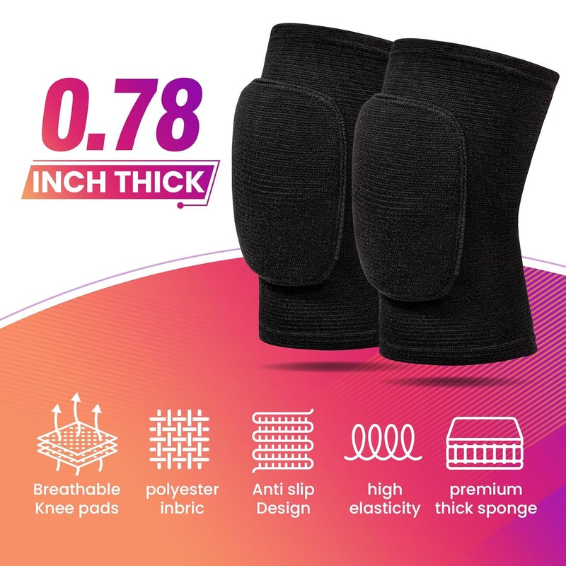 RYBTB Volleyball Knee Pads,Knee Pads for Women,Men,Kids,Girls,Knee Brace for Basketball Volleyball Football Dance Yoga Tennis Running Cycling Workout Climbing (Black, Large) - Image 3
